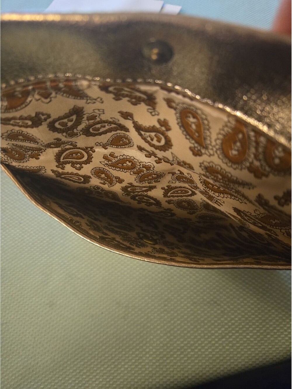 Vintage Metallic Rose Gold Envelope Clutch Bag with G Logo - Picture 4 of 6